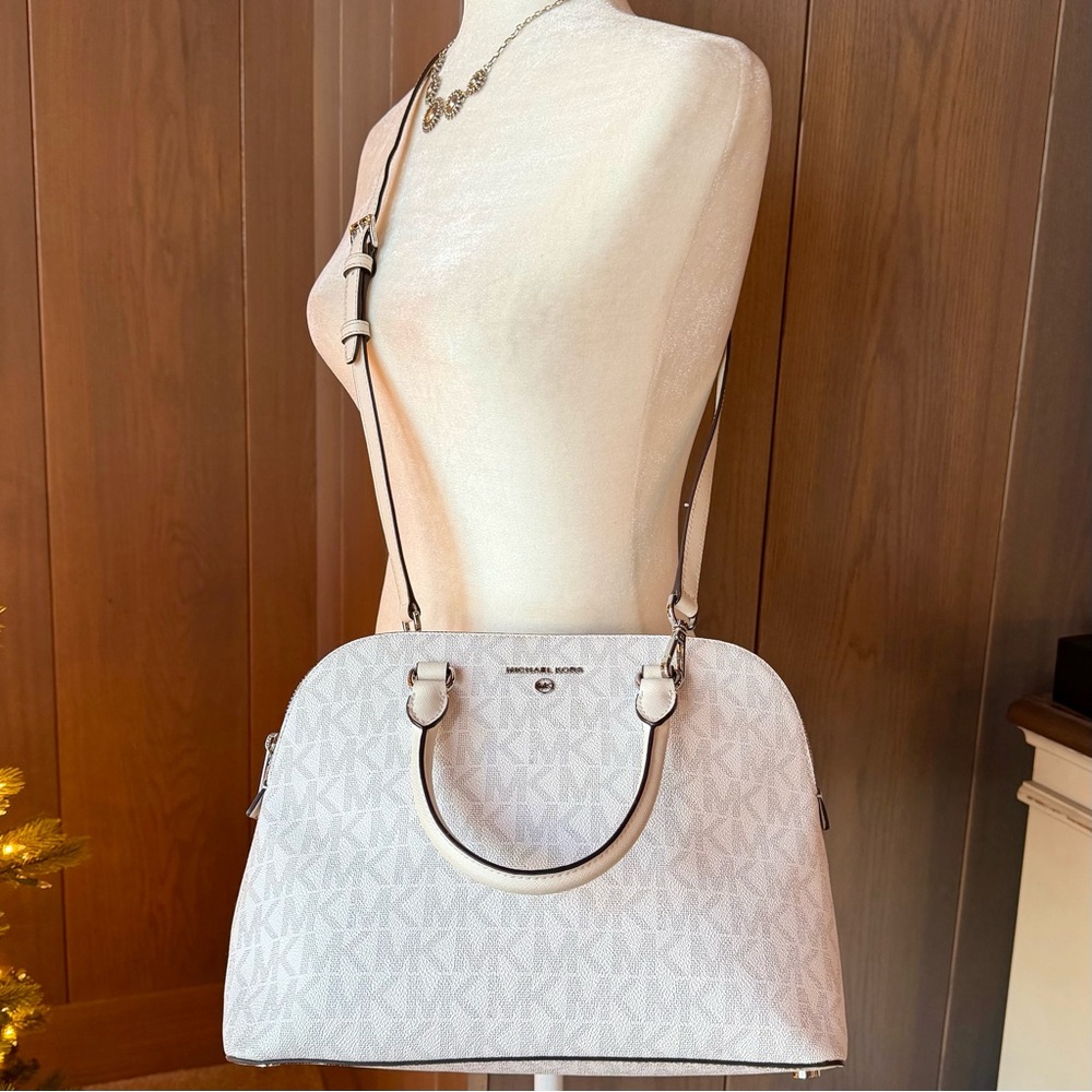 MICHAEL KORS Leather Cindy Large Dome Satchel Bag Crossbody - Picture 2 of 16